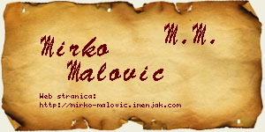 Mirko Malović vizit kartica